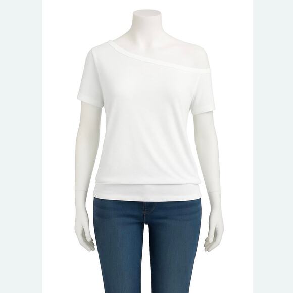 TORRID Plus Size 4 (26) Off-Shoulder Featherlight Slub Tee White - Picture 6 of 7